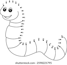 Dot to Dot Worm Farm Animal Isolated Coloring Page