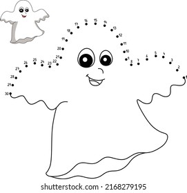 Dot to Dot Zombie Halloween Isolated Coloring Page