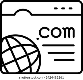 dot-com or web site address vector outline design, Web design and Development symbol, user interface or graphic sign, website builder stock illustration, The domain com concept