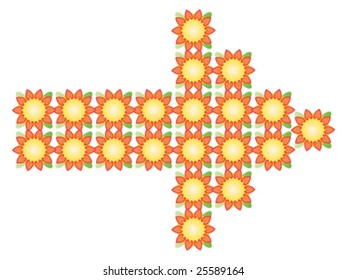 doted arrow made of flowers