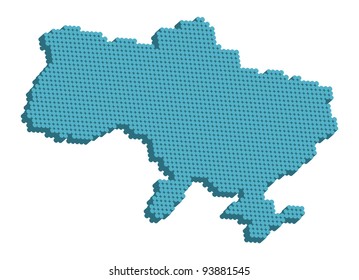 Doted map of Ukraine 3d. Vector eps8