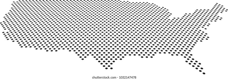 Doted USA Map Perspective.vector Illustration