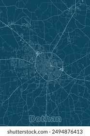 Dothan, Alabama, USA artistic blueprint map poster