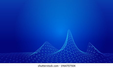 Dot-line links hexagonal honeycomb peaks of vector technology sense background