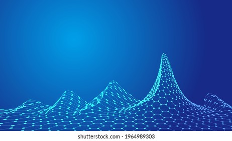 Dot-line links hexagonal honeycomb peaks of vector technology sense background