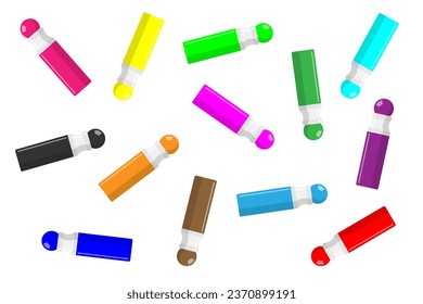 Dotmarker colorful seamless background. Dot or spot marker supply multicolor collection for educational activities with children. Stationery for preschool pastime learning. Flat artistic felt pen