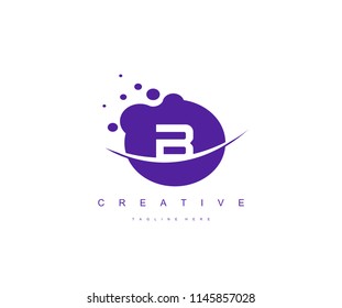 Dots Abstract Letter B Swoosh Logo Design