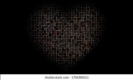 Puntos abstractos las letras marrón, naranja, rojo y rosa en fondo degradado