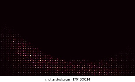 Puntos abstractos triángulos luces violeta, roja y naranja en fondo multicolor