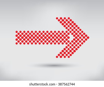 Dots arrow icon. Halftone arrow. 