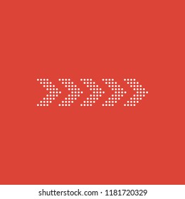 Dots arrow icon isolated on red background. Flat design. Vector Illustration