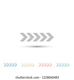 Dots arrow icon isolated on white background. Set elements in colored icons. Flat design. Vector Illustration