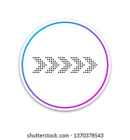Dots arrow icon isolated on white background. Circle white button. Vector Illustration