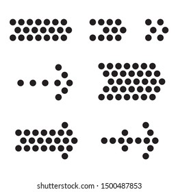 Dots arrow icon set vector. Halftone arrow