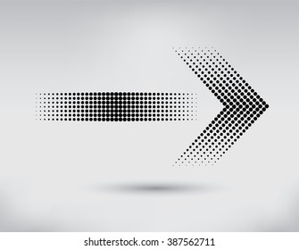 Dots arrow icon.Halftone arrow.