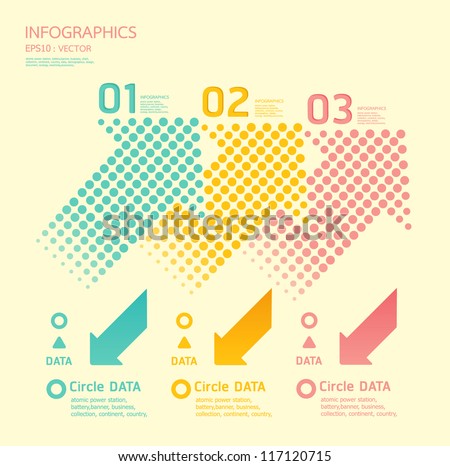 dots arrows soft color / can be used for infographics / numbered banners / graphic or website layout vector