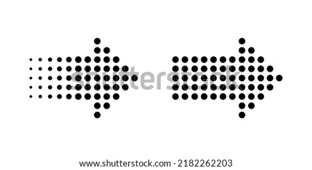 Dots arrows. Vector illustration. Sign, signboard, right, dotted, point, pointing, pointer, website buttons, next page. Index concept. Vector line icon for Business and Advertising.