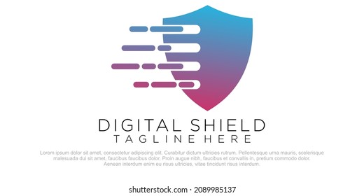 dots art digital design of the shield icon logo.