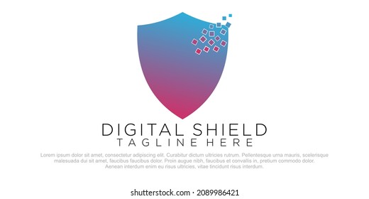diseño digital de puntos del logotipo del icono del escudo.