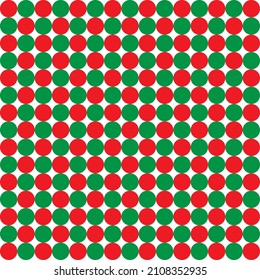 Fondo de puntos. Patrón de puntos coloridos sobre fondo blanco. Arte gráfico de diseño de patrones de polka rojo y verde. Arte moderno con papel pintado. Colores del tema navideño.