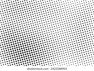 Dots Background. Gradient Points Overlay. Vintage Grunge Backdrop. Black and White Pop-art Texture. Vector illustration