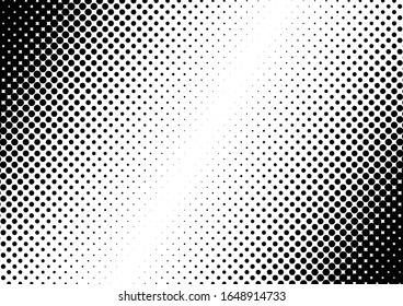 Dots Background. Pop-art Texture. Gradient Monochrome Overlay. Black and White Distressed Pattern. Vector illustration