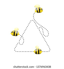 Dots banner design and cute bee.