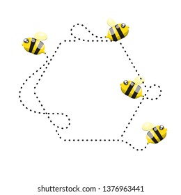 Dots banner design and cute bee.