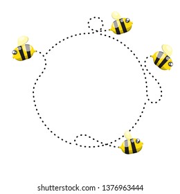Dots banner design and cute bee.