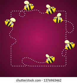 Dots banner design and cute bee.