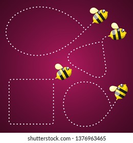 Dots banner design and cute bee.