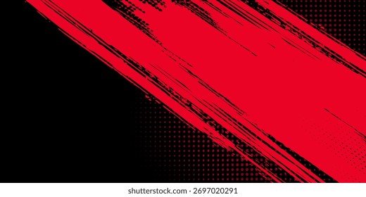 Dots Black and red abstract grunge background with halftone vector