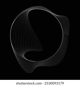 Pontos na forma blob . Forma arredondada pontilhada Ilustração vetorial . Muitos meios-tons formam um anel . Elemento de design . Vários pontos de meio-tom formando moldura redonda . Forma de bolha líquida.Arte pontual geométrica abstrata 