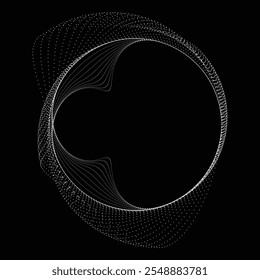 Punkte in BLOB-Form . Gestrichelt abgerundete Form Vektorgrafik .Viele Halbtöne bilden einen Ring . Gestaltungselement . Verschiedene Rasterpunkte, die den runden Rahmen bilden. Flüssige BLOB-Form.Abstrakte geometrische Punktkunst 