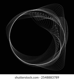 Punkte in BLOB-Form . Gestrichelt abgerundete Form Vektorgrafik .Viele Halbtöne bilden einen Ring . Gestaltungselement . Verschiedene Rasterpunkte, die den runden Rahmen bilden. Flüssige BLOB-Form.Abstrakte geometrische Punktkunst 