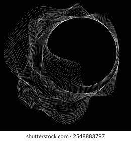 Punkte in BLOB-Form . Gestrichelt abgerundete Form Vektorgrafik .Viele Halbtöne bilden einen Ring . Gestaltungselement . Verschiedene Rasterpunkte, die den runden Rahmen bilden. Flüssige BLOB-Form.Abstrakte geometrische Punktkunst 