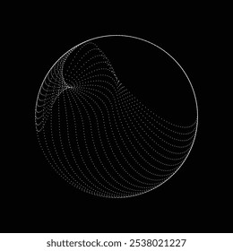 Pontos na forma blob . Girar pontos círculos Ilustração de vetor . Muitos meios-tons formam um anel . Elemento de design . Vários pontos de meio-tom formando moldura redonda . Forma de bolha líquida.Arte pontual geométrica abstrata 