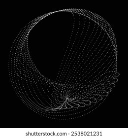 Dots in blob Form . Rotate dots circles Vector Illustration .Lots of halftones form a ring . Design element . Various halftone dots forming round frame . Liquid blob shape.Abstract Geometric dot art 