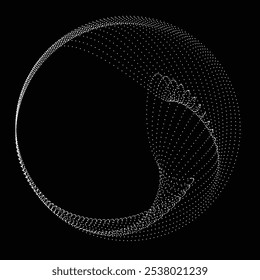 Pontos na forma blob . Girar pontos círculos Ilustração de vetor . Muitos meios-tons formam um anel . Elemento de design . Vários pontos de meio-tom formando moldura redonda . Forma de bolha líquida.Arte pontual geométrica abstrata 