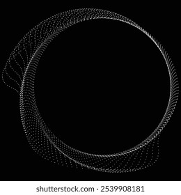 Pontos na forma blob . Girar pontos círculos Ilustração de vetor . Muitos meios-tons formam um anel . Elemento de design . Vários pontos de meio-tom formando moldura redonda . Forma de bolha líquida.Arte pontual geométrica abstrata 