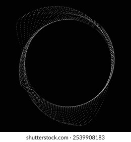 Pontos na forma blob . Girar pontos círculos Ilustração de vetor . Muitos meios-tons formam um anel . Elemento de design . Vários pontos de meio-tom formando moldura redonda . Forma de bolha líquida.Arte pontual geométrica abstrata 