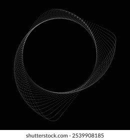 Pontos na forma blob . Girar pontos círculos Ilustração de vetor . Muitos meios-tons formam um anel . Elemento de design . Vários pontos de meio-tom formando moldura redonda . Forma de bolha líquida.Arte pontual geométrica abstrata 