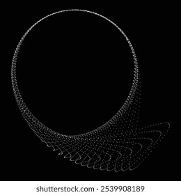 Pontos na forma blob . Girar pontos círculos Ilustração de vetor . Muitos meios-tons formam um anel . Elemento de design . Vários pontos de meio-tom formando moldura redonda . Forma de bolha líquida.Arte pontual geométrica abstrata 