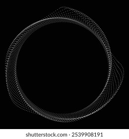 Pontos na forma blob . Girar pontos círculos Ilustração de vetor . Muitos meios-tons formam um anel . Elemento de design . Vários pontos de meio-tom formando moldura redonda . Forma de bolha líquida.Arte pontual geométrica abstrata 