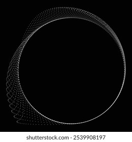 Pontos na forma blob . Girar pontos círculos Ilustração de vetor . Muitos meios-tons formam um anel . Elemento de design . Vários pontos de meio-tom formando moldura redonda . Forma de bolha líquida.Arte pontual geométrica abstrata 