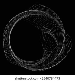 Puntos en forma de blob . Ilustración vectorial de círculos de puntos giratorios. Muchos semitonos forman un anillo. Elemento de diseño . Varios puntos de semitono que forman un marco redondo. Forma líquida de la gota. Arte geométrico Abstractas del punto 