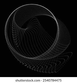 Pontos na forma blob . Girar pontos círculos Ilustração de vetor . Muitos meios-tons formam um anel . Elemento de design . Vários pontos de meio-tom formando moldura redonda . Forma de bolha líquida.Arte pontual geométrica abstrata 