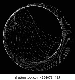 Punkte in BLOB-Form . Rotieren Sie Punkte Kreise Vektorgrafik .Viele Halbtöne bilden einen Ring . Gestaltungselement . Verschiedene Rasterpunkte, die den runden Rahmen bilden. Flüssige BLOB-Form.Abstrakte geometrische Punktkunst 