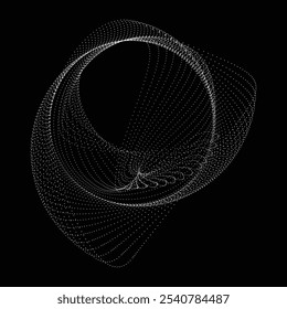 Pontos na forma blob . Girar pontos círculos Ilustração de vetor . Muitos meios-tons formam um anel . Elemento de design . Vários pontos de meio-tom formando moldura redonda . Forma de bolha líquida.Arte pontual geométrica abstrata 