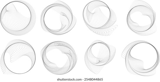 Pontos na forma blob . Girar pontos círculos Ilustração de vetor . Muitos meios-tons formam um anel . Elemento de design . Vários pontos de meio-tom formando moldura redonda . Forma de bolha líquida.Arte pontual geométrica abstrata 